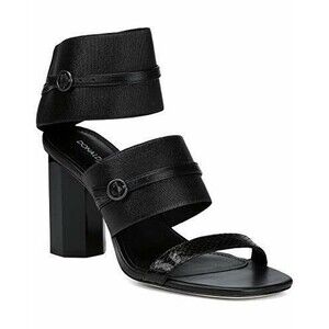 NEW DONALD PLINER 7.5 shoes sandals black leather elastic heels designer ankle